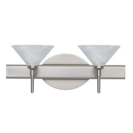 Besa Lighting Kona Vanity, Marble, Satin Nickel Finish, 2x40W Halogen 2SW-117652-SN